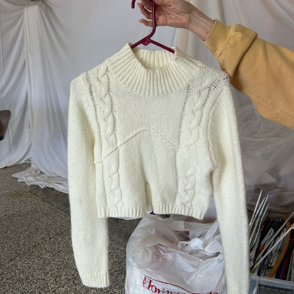 Cozy White Cable Knit Sweater